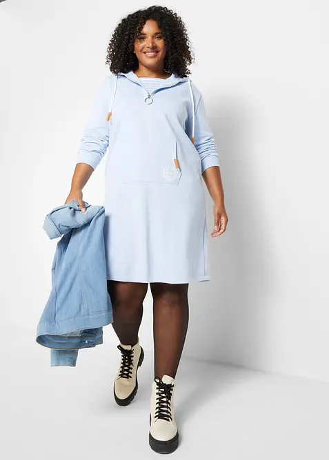 Jeansjacka med ribbstickad inf&auml;llning i sidan, bonprix