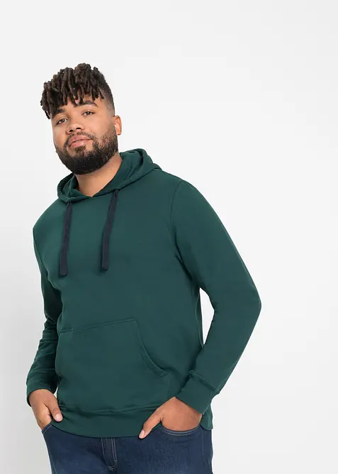 Sweatshirt med huva i ren bomull, bonprix