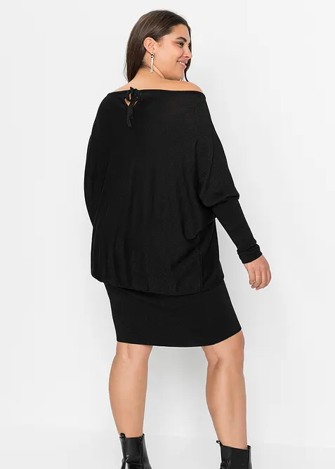 Stickad klänning i mjuk viskosmix, bonprix