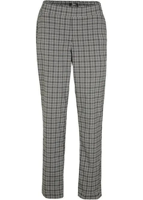 Rutig dra på-byxa med bekväm midja, bonprix