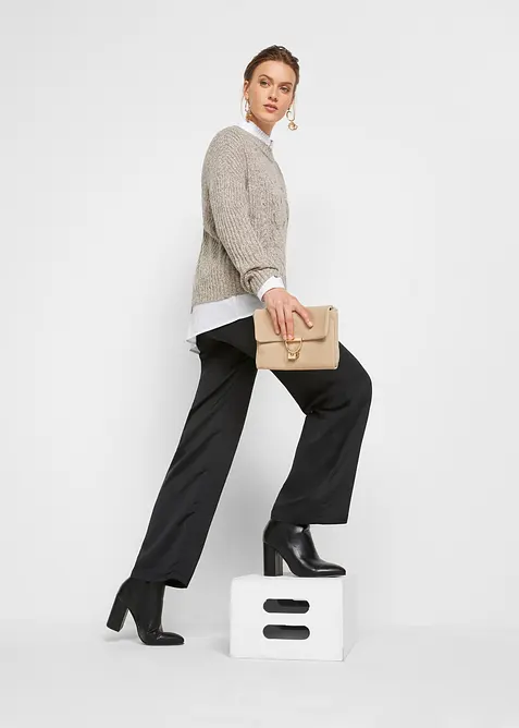 Oversizetröja med flätstickning, bonprix