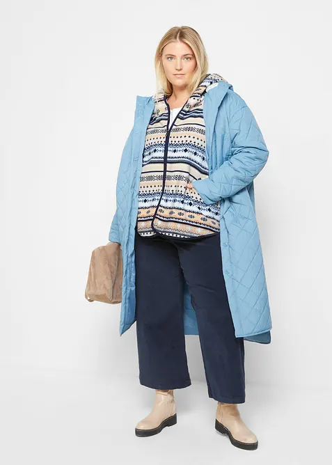 Lusemönstrad fleecejacka med huva, bonprix