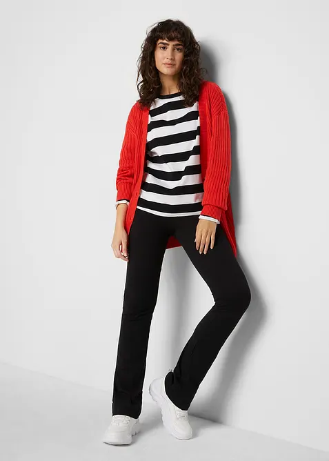 L&aring;ng&auml;rmad randig topp av bomullsinterlock, bonprix