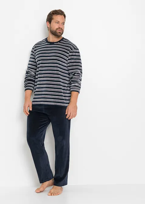 Långärmad pyjamas i mjuk plysch, bonprix
