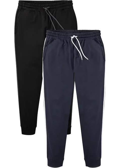 Joggingbyxa med kontrastfärgade detaljer (2-pack), bonprix