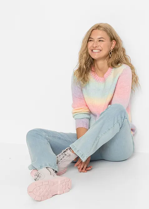 Grovstickad tröja i mjuk ylleblandning, bonprix