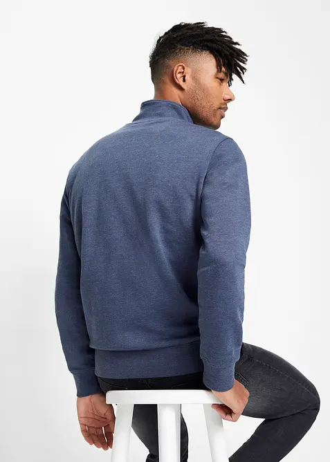 Trikåjacka med ståkrage och detaljer i skinnimitation, bonprix