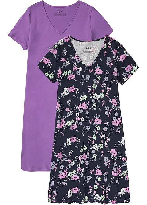 Kort nattlinne i bomull (2-pack), bonprix