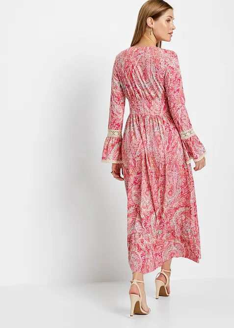 Jerseykl&auml;nning med virkad inf&auml;llning, bonprix