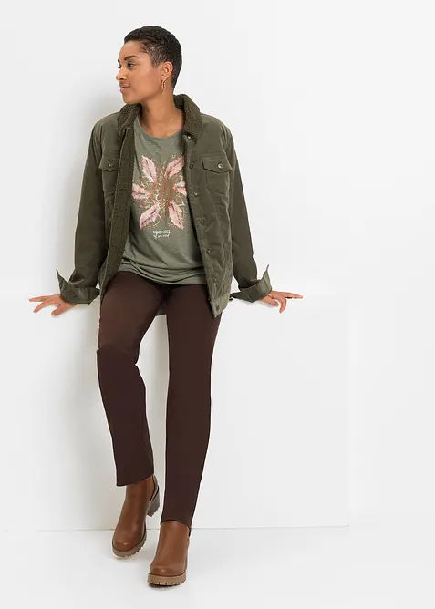 L&aring;ng t-shirt med tryck i mjuk viskosmix, bonprix