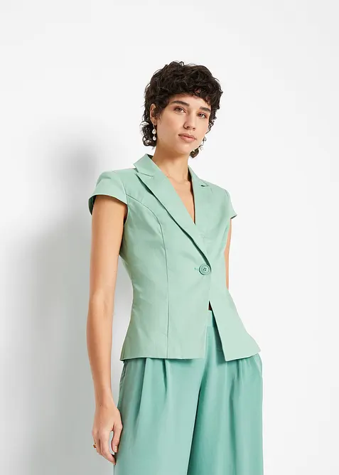 Kortärmad kavaj i bomullssatin, bonprix