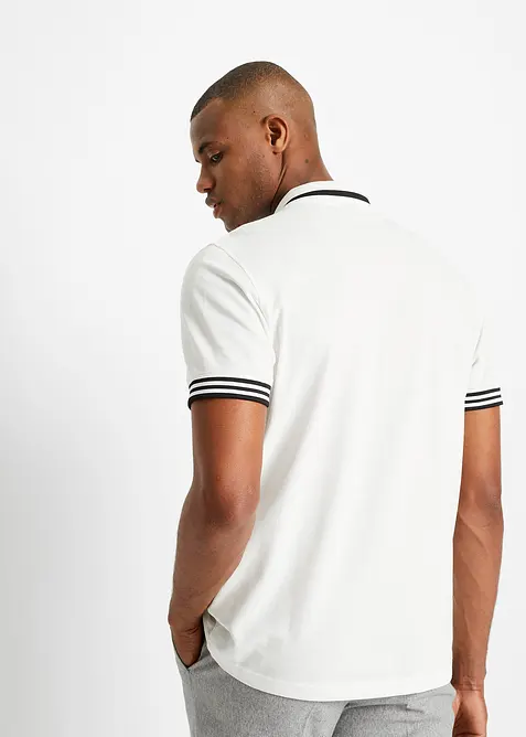 Pikétröja i ren bomull med dragkedja, bonprix