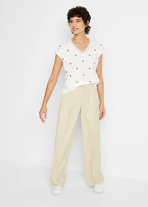 Mönstrad topp av ren bomull, bonprix