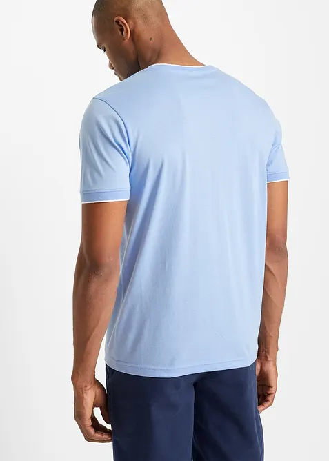 T-shirt med V-ringning med dubbel kant, bonprix