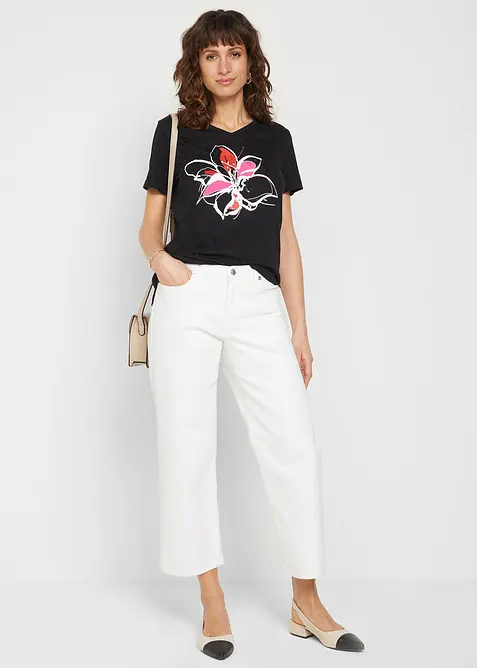 T-shirt med blommigt tryck, bonprix