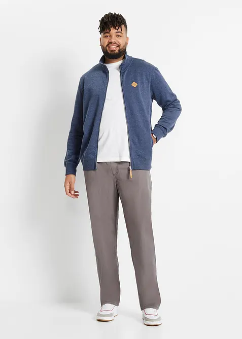 Trikåjacka med ståkrage och detaljer i skinnimitation, bonprix