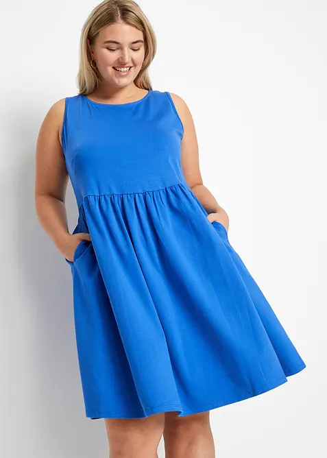 Jerseyklänning med fickor i ren bomull, bonprix