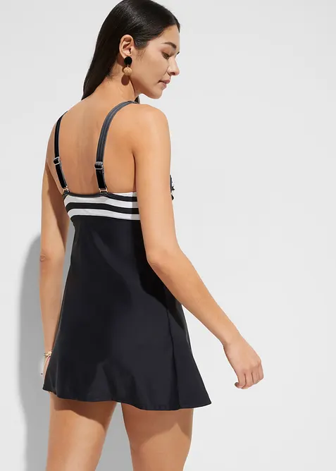 Lång tankini (2 delar) med bikinibyxa med hög midja, bonprix