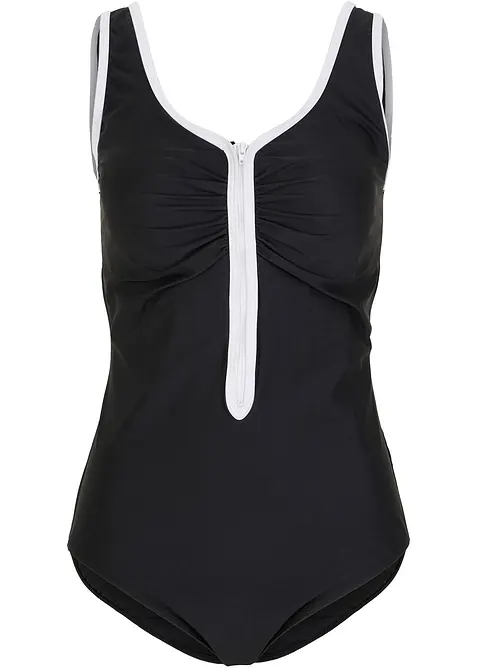 Baddräkt med dragkedja och lätt formande effekt, bonprix