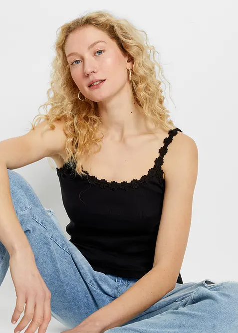 Ribbstickat linne av ren bomull (2-pack), bonprix