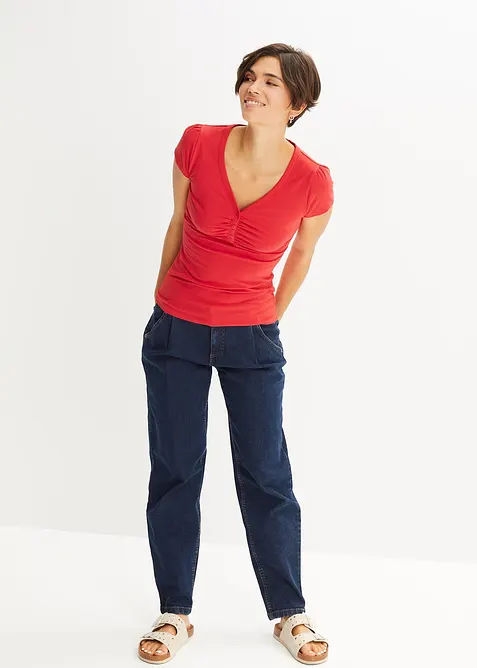 Topp med knappsl&aring; i ekologisk bomull, bonprix