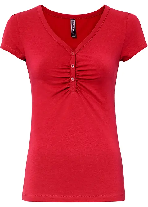 Topp med knappsl&aring; i ekologisk bomull, bonprix