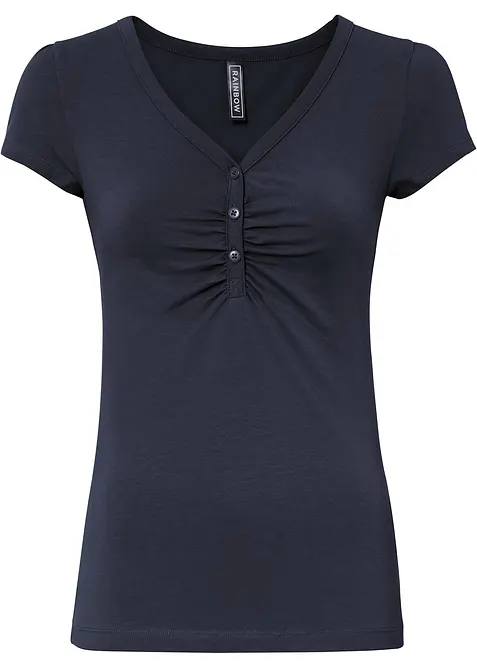 Topp med knappsl&aring; i ekologisk bomull, bonprix