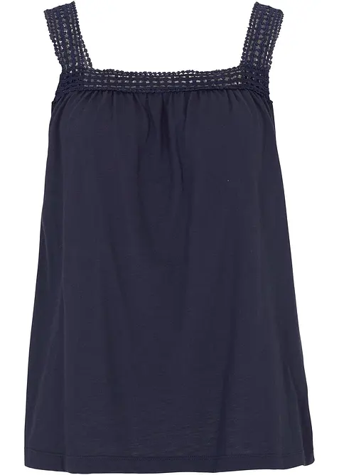 Avslappnat linne med axelband i spets, bonprix