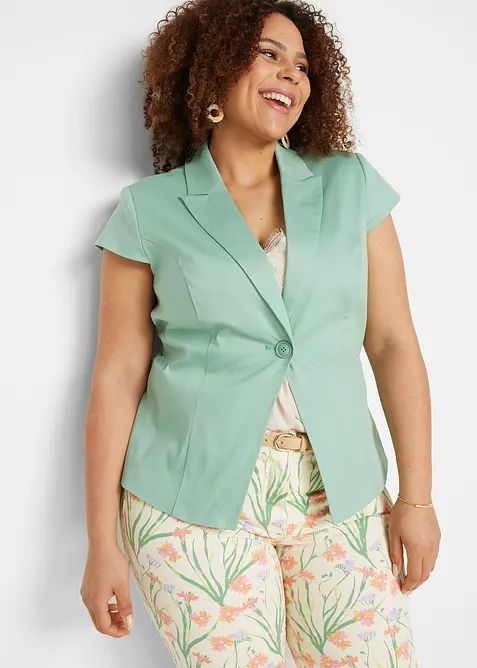 Kortärmad kavaj i bomullssatin, bonprix