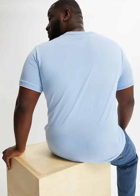 T-shirt med V-ringning med dubbel kant, bonprix