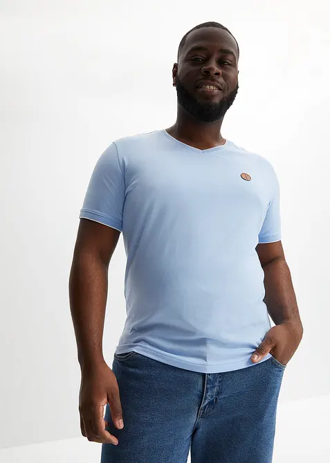 T-shirt med V-ringning med dubbel kant, bonprix