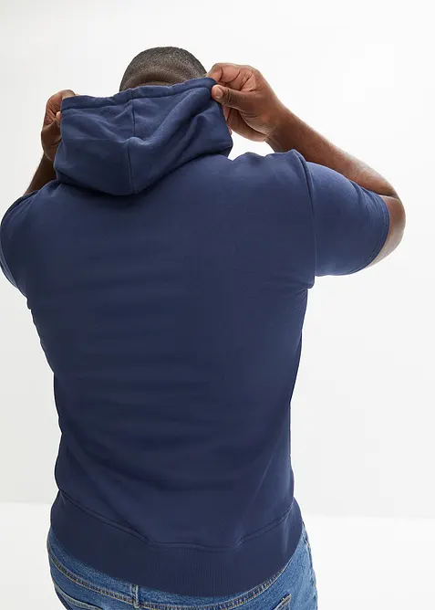 Kort&auml;rmad sweatshirt med huva, bonprix