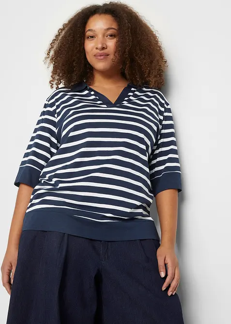 Pikétröja av bomulls- och viskosmix, bonprix