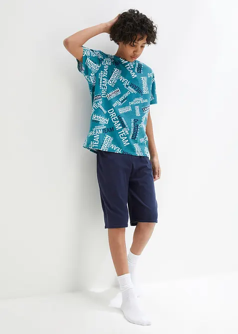 Kort pyjamas av ren bomull (2 delar), bonprix