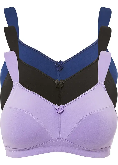 BH med bomull utan bygel  (3-pack), bonprix