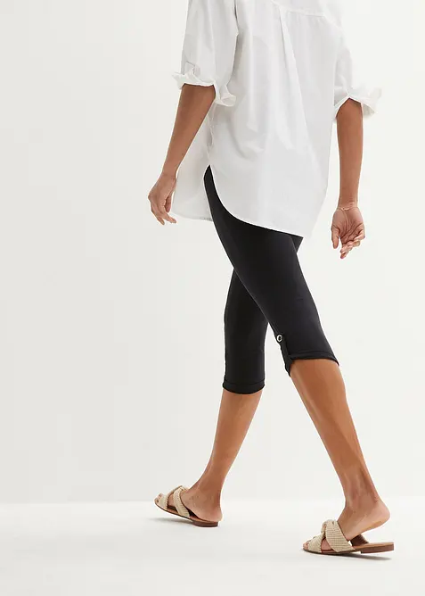 Caprileggings med knapp i ekologisk bomull, bonprix