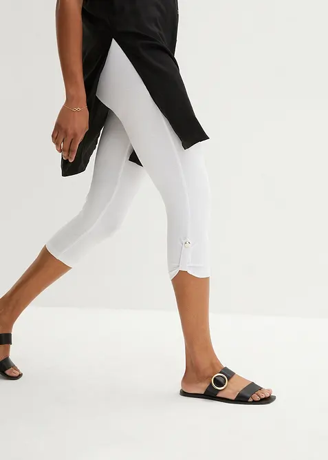 Caprileggings med knapp i ekologisk bomull, bonprix