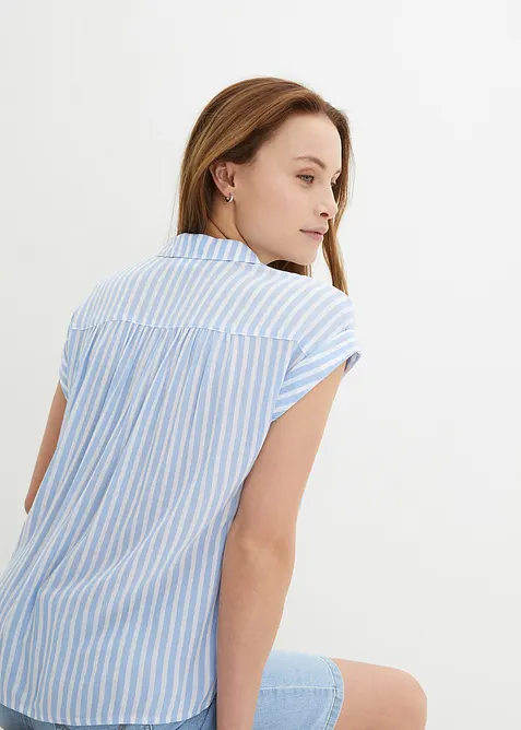 Kortärmad blus i följsam viskos, bonprix
