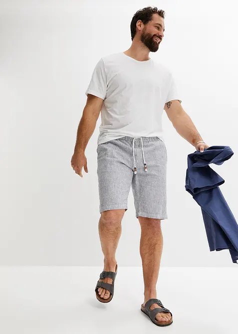 Bermudas med linne, normal passform, bonprix