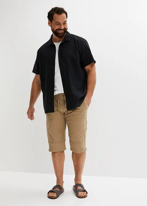 Kortärmad skjorta med lin, Loose Fit, bonprix