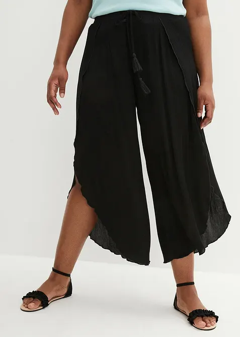 Byxa i krinklat material med struktur, bonprix