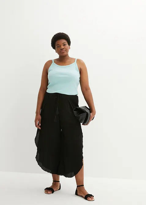 Byxa i krinklat material med struktur, bonprix