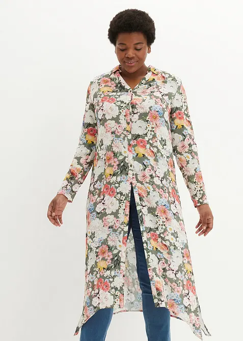 Lång blus i mjuk viskos, bonprix