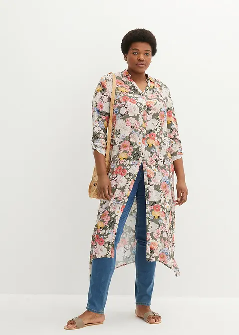 Lång blus i mjuk viskos, bonprix