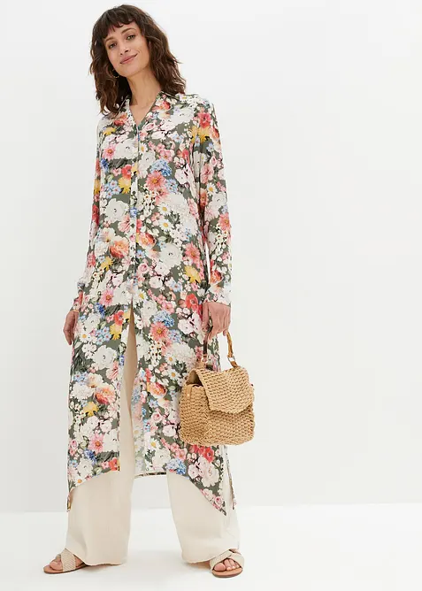 Lång blus i mjuk viskos, bonprix