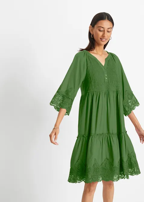 Skjortkl&auml;nning med spets, bonprix