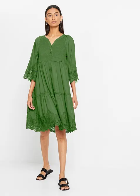 Skjortkl&auml;nning med spets, bonprix