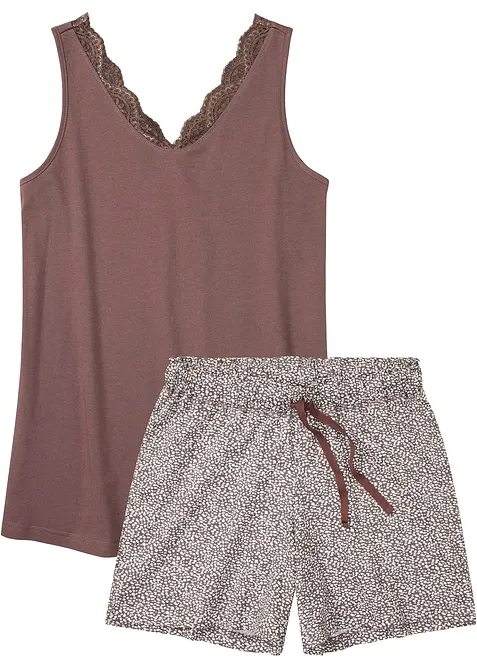 Kort pyjamas med tunn spets, bonprix