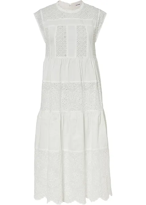 Mellanlång klänning med spets, bonprix