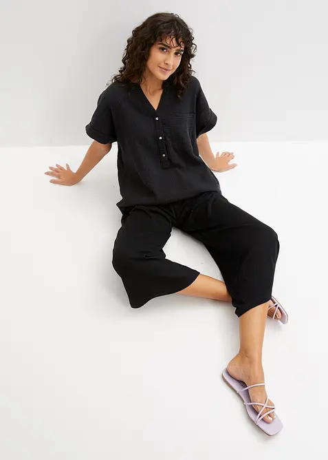 Muslinblus med korta &auml;rmar, bonprix